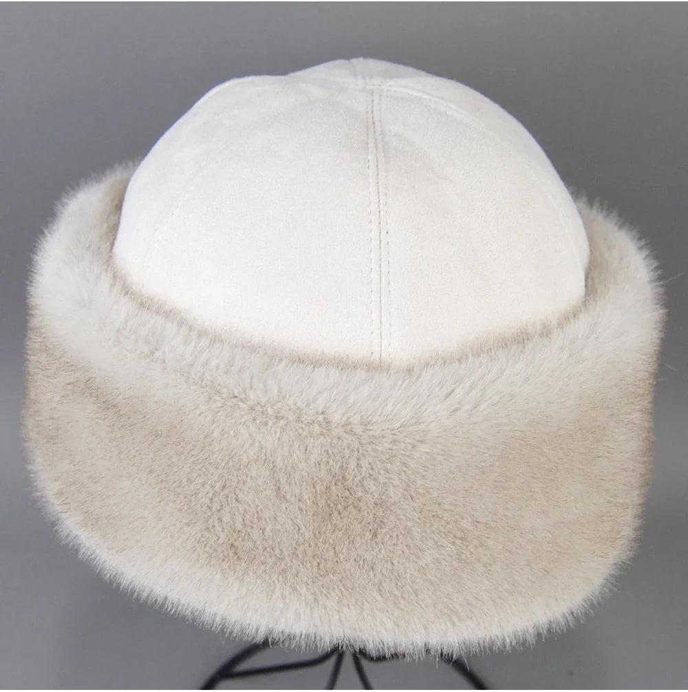 Hot Sale Faux Mink Fur Hat Winter Genuine Baseball Cap Russia Fashion Elegant Lady Warm Faux Fur Ball Straw Hat