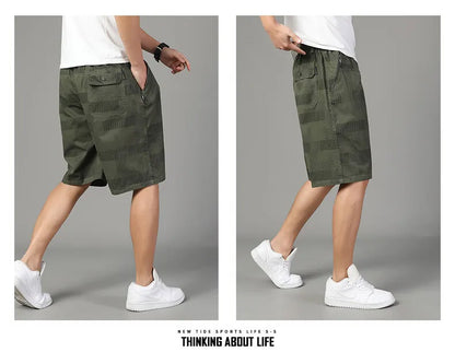 Big Size Men's Casual Shorts Summer Light Weight Shorts Outdoor Sports Cool Breathable Beach Relaxed Fit Cotton Cargo Shorts
