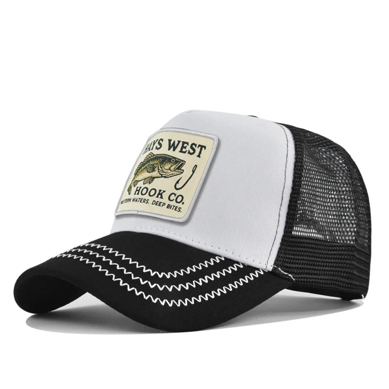 High Quality Fishing Embroidery Baseball Cap for Men Women Outdoor Fishing Snapback Mesh Hat Breathable Sunshade Dad Trucker Hat