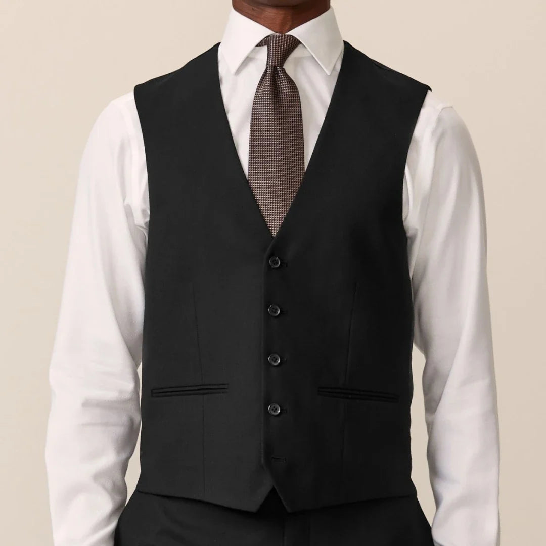 Men Vest Black Solid Single Button V Neck Waistcoat For Wedding Banquet Business Party Casual Work Casual Daily Men Suit Vest