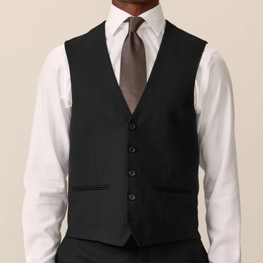 Men Vest Black Solid Single Button V Neck Waistcoat For Wedding Banquet Business Party Casual Work Casual Daily Men Suit Vest