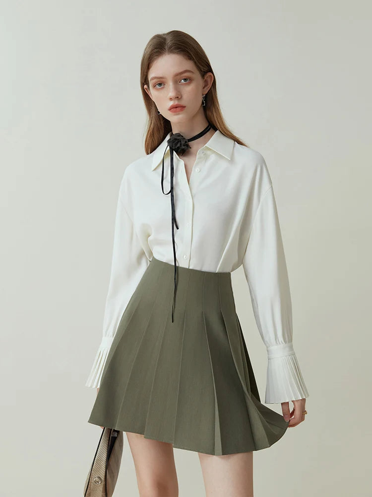 تنانير FSLE النسائية القصيرة ذات الثنيات الرمادية على الطراز الجامعي للسيدات، تنورة مكتبية لربيع 2023 بخصر عالٍ وقصة A-LINE، تنورة نسائية فوق الركبة