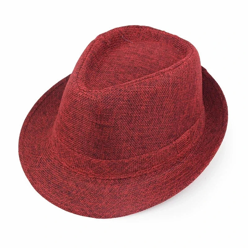 New Summer Linen Fedora Jazz Hat British Style Unisex Straw Hat Beach Sun Hat Sun Protection Korean Style Sun Hat