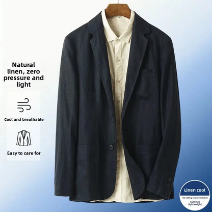 Linen Sun Protection Jacket Blazer - Men's Fashionable Business Casual Versatile and Comfortable Ice Sensation Breathable Blazer