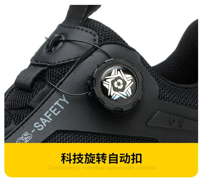 Large Size 48 Men's Summer Safety Shoes Rotating Button Work Sneakers Steel Toe Shoes Puncture-Proof Protection Shoes Security
