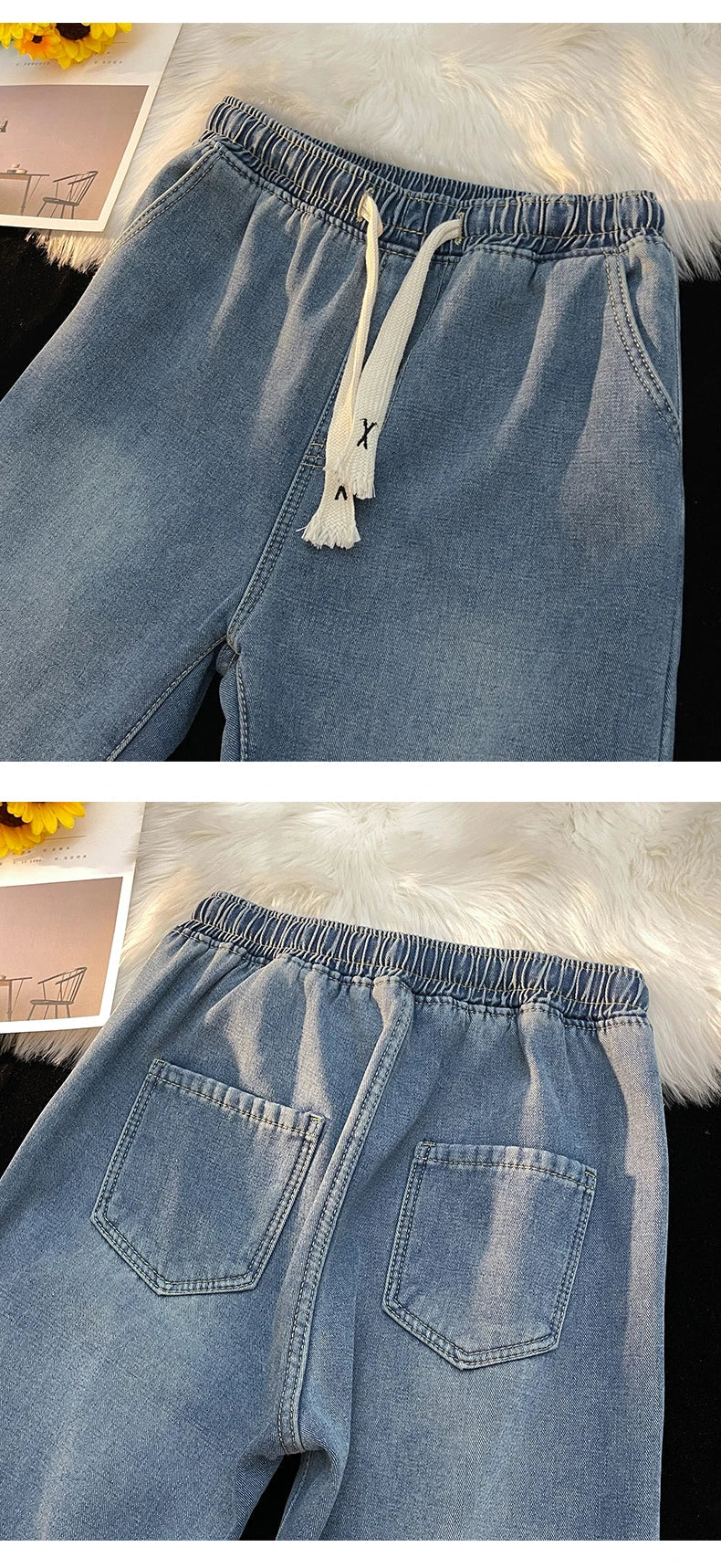 Thick Winter Straight Men's Jeans Fleece Warm Loose Plush Trousers Fashion Casual Wide-leg Plush Denim Pants Male