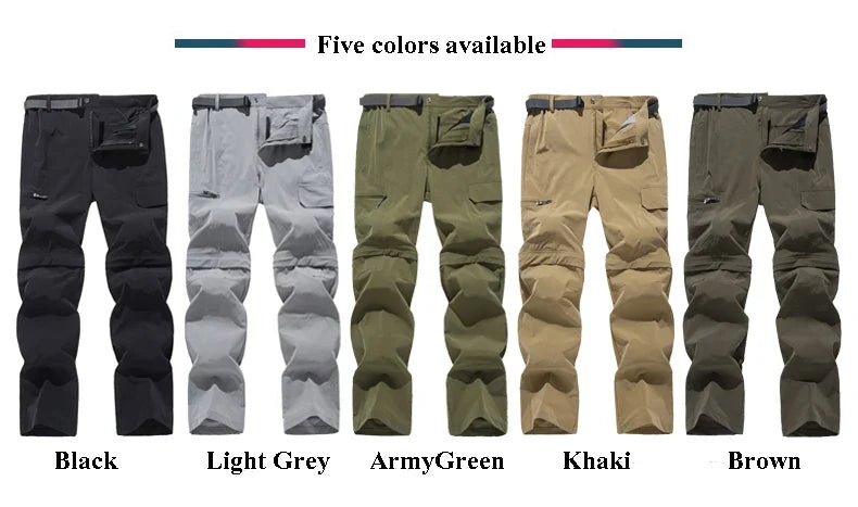 Fanuocetar Mens Removable Hiking Pants for Summer Quick Dry Camping Trekking Climbing Outdoor Scratch-resistant Stretch Pants