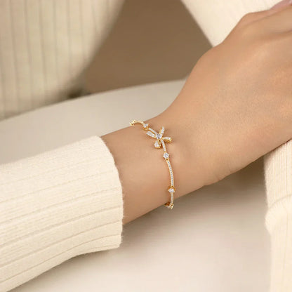 Bow Star Moissanite Bracelets for Women S925 Silver Adjustable 16+3cm Elegant Romantic Engagement Jewelry Gifts for Her