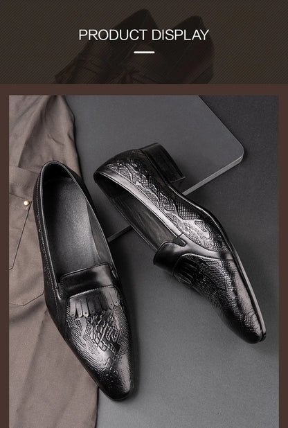 High Quality Fashion Loafers Dress Shoe Men Casual Leather Shoes Elegant Custom Mens Wedding Office Business Shoe Black Big Size