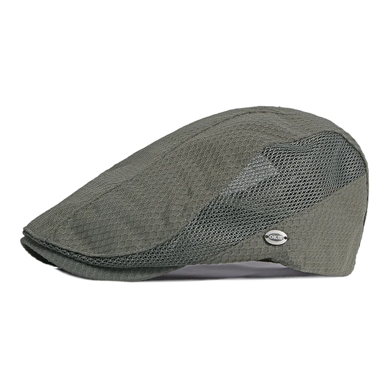 Men Women Breathable Mesh Summer Hat Newsboy Beret Ivy Cap Cabbie Flat Cap Adjustable Vintage Style