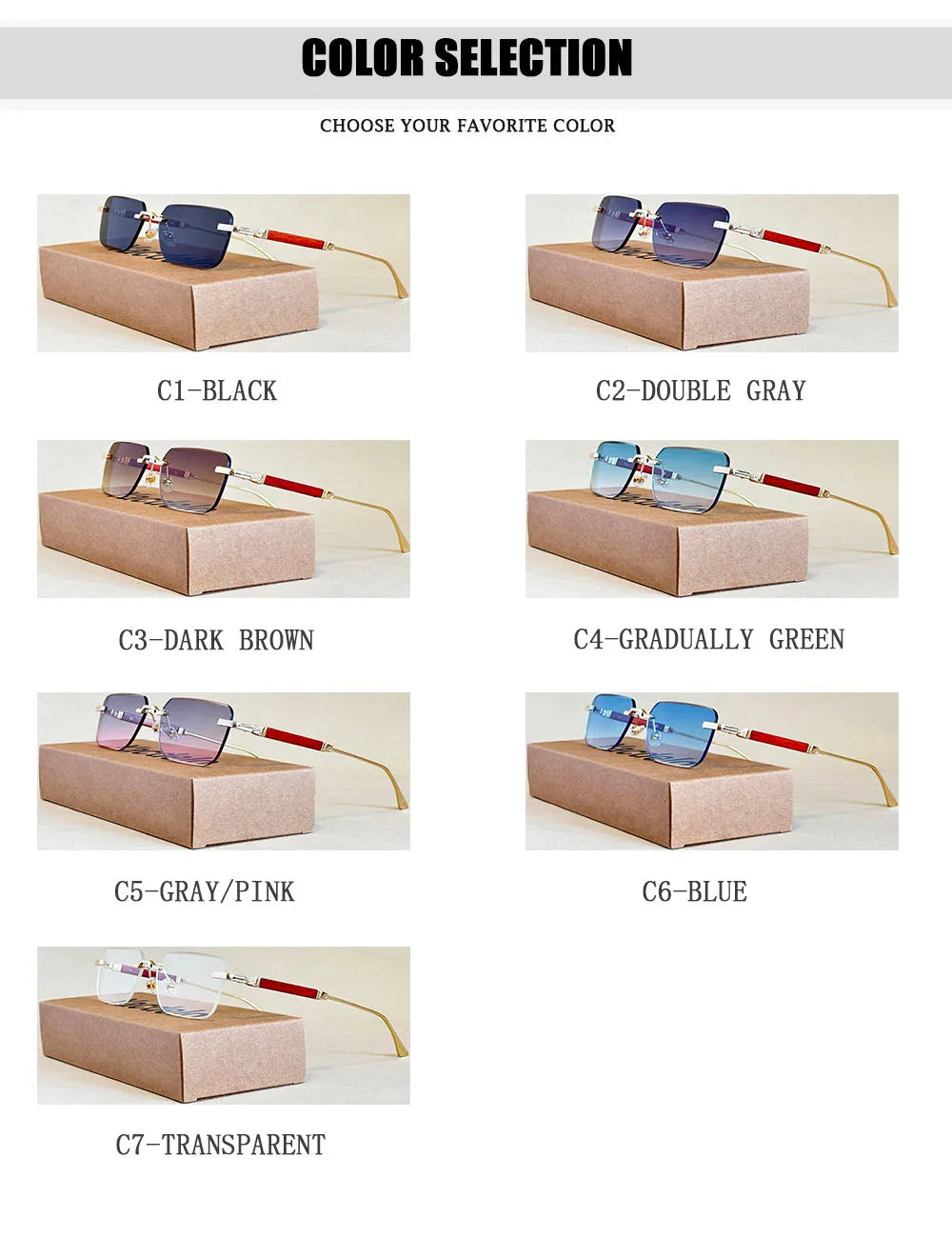 Vintage Square Sunglasses For Men Rimless Sunglasses Women Trendy Retro Fashion Glasses Gafas De Sol Hombre Lunette Soleil Femme