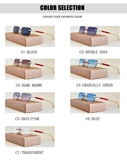 Vintage Square Sunglasses For Men Rimless Sunglasses Women Trendy Retro Fashion Glasses Gafas De Sol Hombre Lunette Soleil Femme