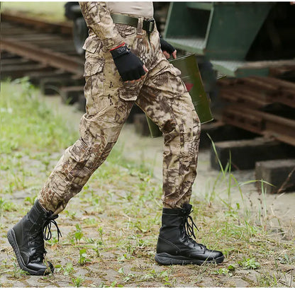 Men's Fashion Outdoor Hiking Overalls Pants Camouflage Tactical Pants Hunting Uniform Fighting Multi-Pocket Trousers