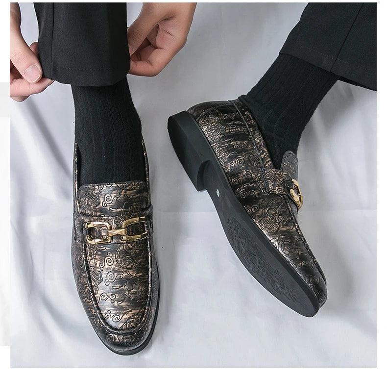 Leather Shoes Men's Business Shoes Luxury Brand Loafers Dress Moccasins Breathable Slip on Black Driving Shoes Male Formal Shoes