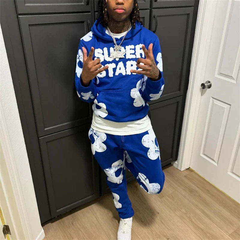 Spring Autumn Men Hoodies Sets Letter Print Hoody Women Sweatshirt Hip Hop Streetwear Y2k Retro Harajuku 2024 New Men's Clothing
