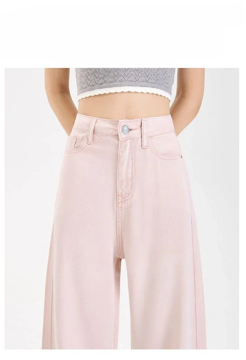 Woman Jeans 100% Lyocell Breathable Denim Wide Leg Towel Sweep drape loose 2025 Summer ice silk Baggy Famale Denim Pants 5 Color