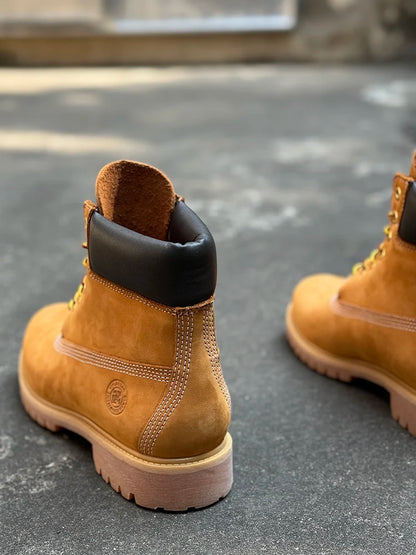 Men Fashion Outdoor Shoes Genuine Leather Yellow Boots 2025 Male Casual Waterproof Boots