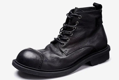 Spring Autumn New British Style Retro Genuine Cow Leather Men Ankle Short Motorcycle Boots Winter Plush Vintage Luxury Shoes 304