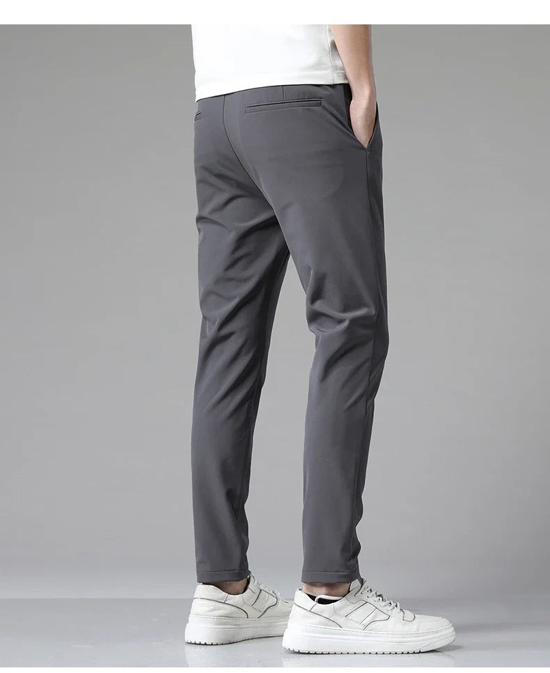 2024 Summer New  Men's Thin Straight Casual Pants Classic Style Light Gray Business Stretch Trousers Male Brand