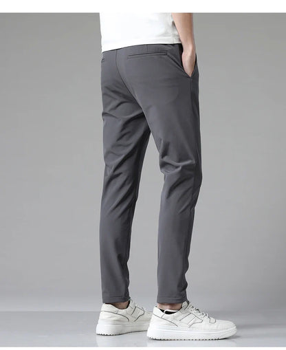 2024 Summer New  Men's Thin Straight Casual Pants Classic Style Light Gray Business Stretch Trousers Male Brand