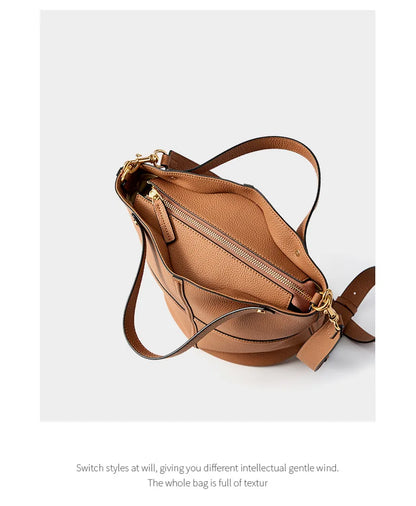 Women Bucket shoulder bag brand design Cowhide ladies handbags and purses genuine leather Tote Bags female messenger Bag Bolsas