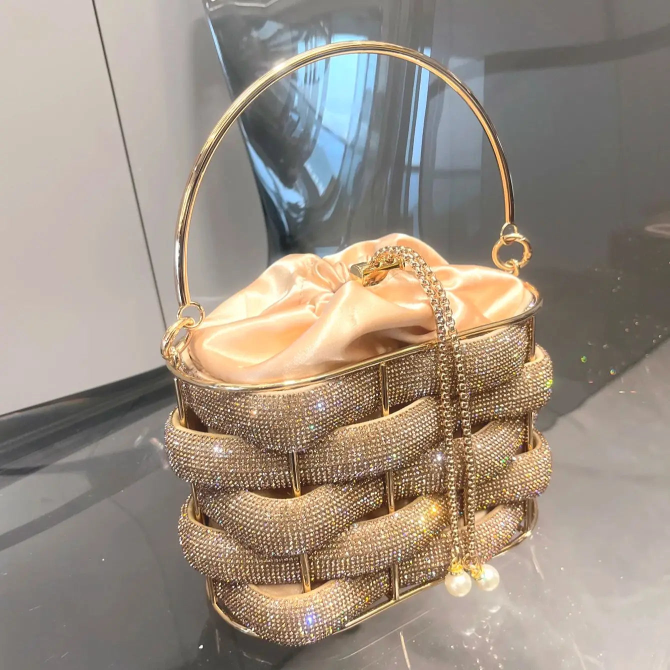 Rhinestones Evening clutch Bag Purses and handbag luxury Designer shoulder bag Shiny Crystal Clutch purse bucket bag