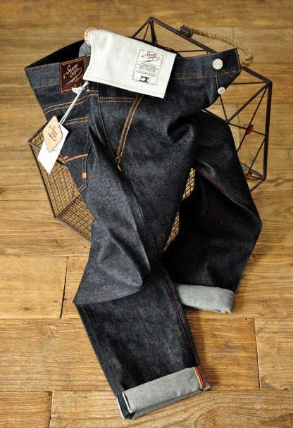 Mens Jeans Boxing Selvedge Denim Jeans Color Cotton Jeans for Men Silver Buttons Taper Fit  12.5 Oz