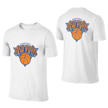 100% Cotton New York Basketball T-Shirt Men's Double Sided T Shirt Men O-Neck Summer Shirts Tops Oversized