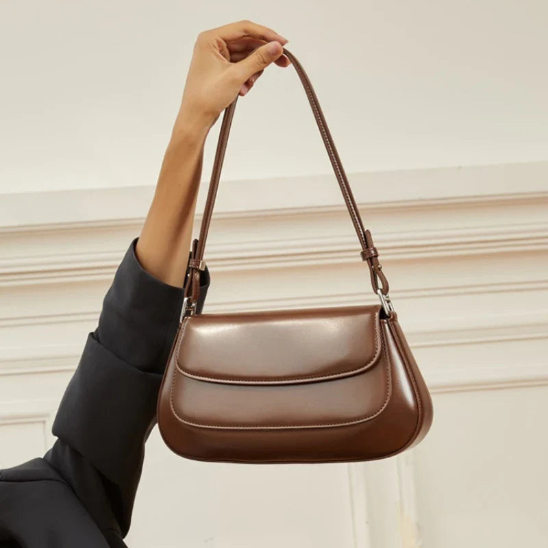 crossbody bags underarm cowhide Genuine leather handbags women vintage shoulder bag female luxury bags womens high quality 2026