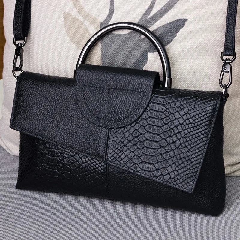 2022 Brand Design Luxury Genuine Leather Snake Print Handbag Fashion Ladies Hand-held Large Capacity Cowhide Leather Wallet
