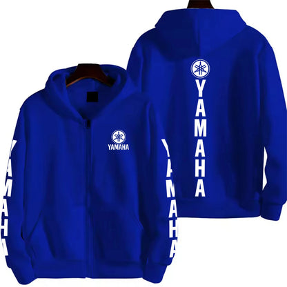 Men's YAMAHA Zipper Hoodie Long Sleeve Motorcycle Racing Printed Hoodie Sportswear Casual Street Couple Jacket with Pocket