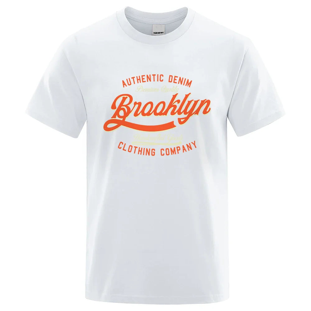 Letter, Brooklyn, New York City, Usa T Shirt Men Fashion O-Neck Tshirts Summer Cotton Tops Fashion Loose Street Hip Hop T-Shirts
