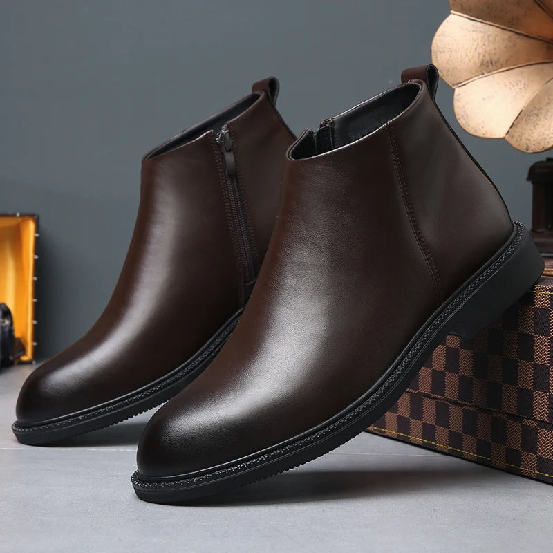 New Business Men's Short Boots Retro fashion minimalist style Outdoor leisure party office genuine leather adult quality shoes