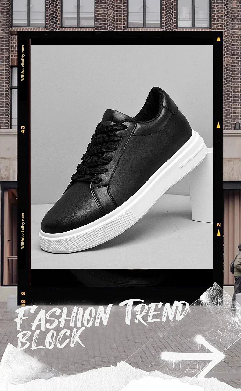 New  Men's Sneakers Elevator Shoes Heightening Height Increase Insole 6-10CM High Heels Shoes Leather Sport Shoes Men Shoes