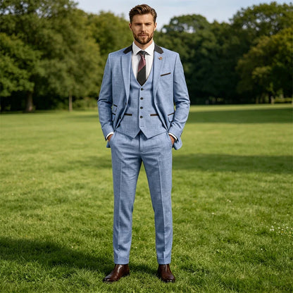 Men's Linen 3 Piece Suit Notch Lapel 2 Buttons Slim Fit Blazer Vest Pants Set Breathable Lightweight For Groom Business Casual