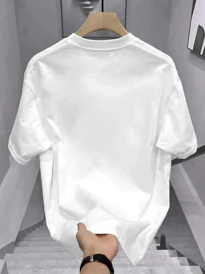 Summer Best Selling Men's 100% Cotton T Shirt Loose Fit Casual Round Neck Short Sleeved T Shirt with Printed Pattern