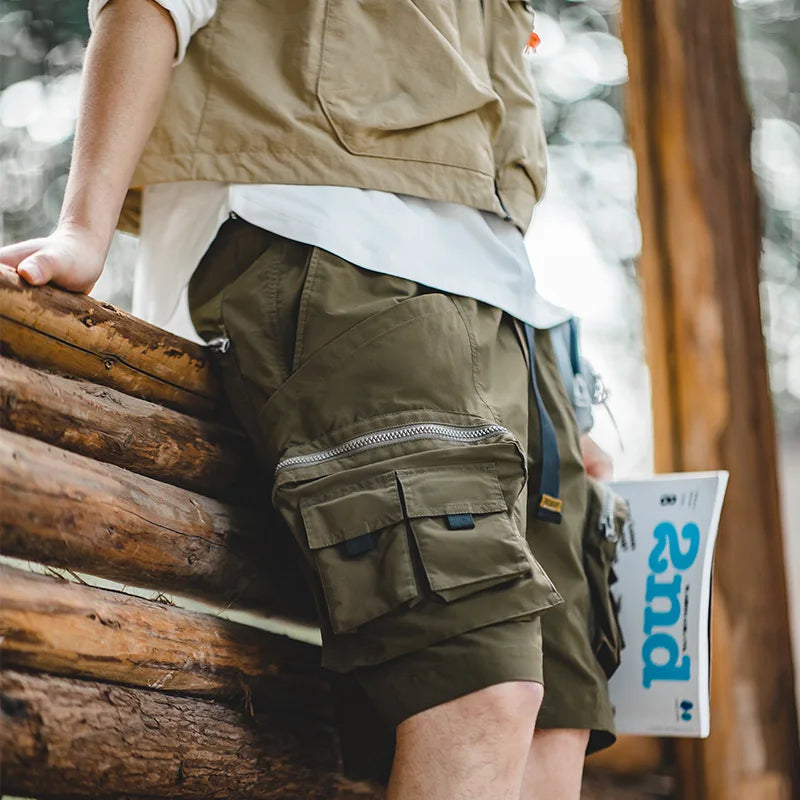 Outdoor Tactical Shorts Men's Summer Lightweight Multi-Pocket Adjustable Waist Cargo Shorts Green Hiking Casual Bottoms
