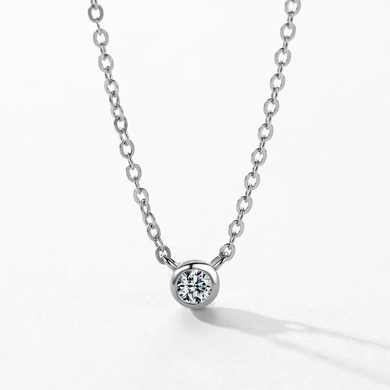 925 Sterling Silver Simple 4mm Zircon Link Chain Pendant Necklace Fine Jewelry Fashion Choker Necklace For Women