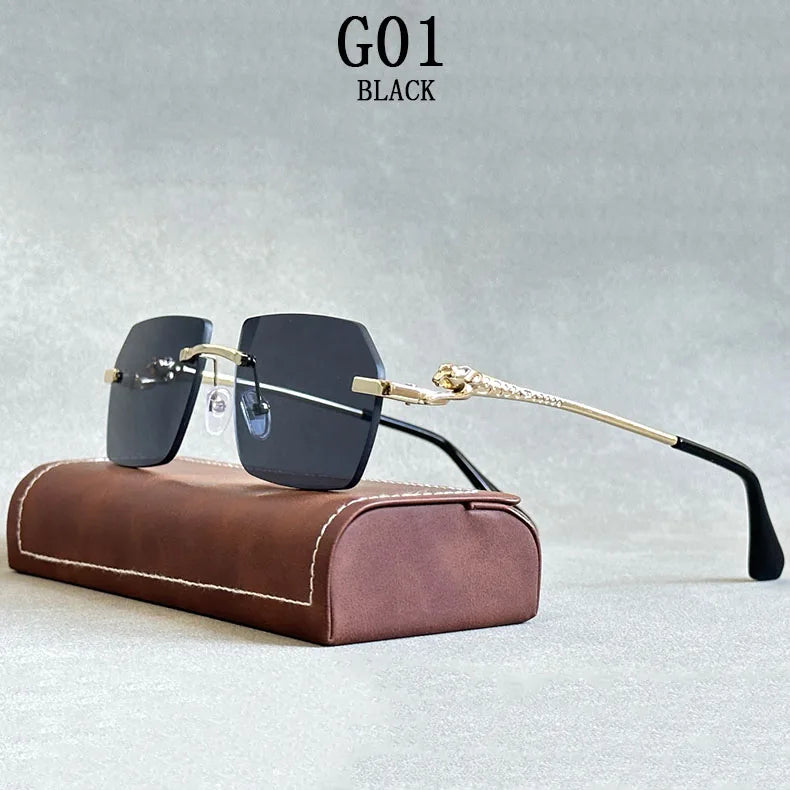Rimless Sunglasses Women 2024 Luxe Vintage Designer Sunglasses For Men Retro Fashion Glasses De Sol Mujer Lunette Soleil Femme