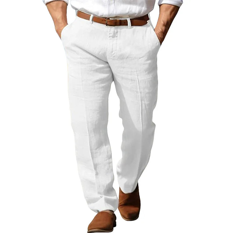Men's Formal Linen Summer Pants Straight Tube Solid Color Comfortable Breathable Formal Business Fashion Basic Style