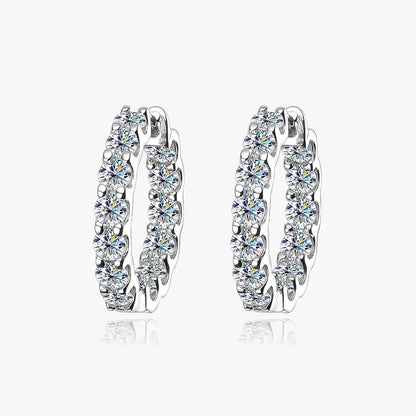 100% 925 Sterling Silver 3mm Real Moissanite Hoop Earrings For Men Women 2023 Trending Luxury Wedding Party Fine Jewelry