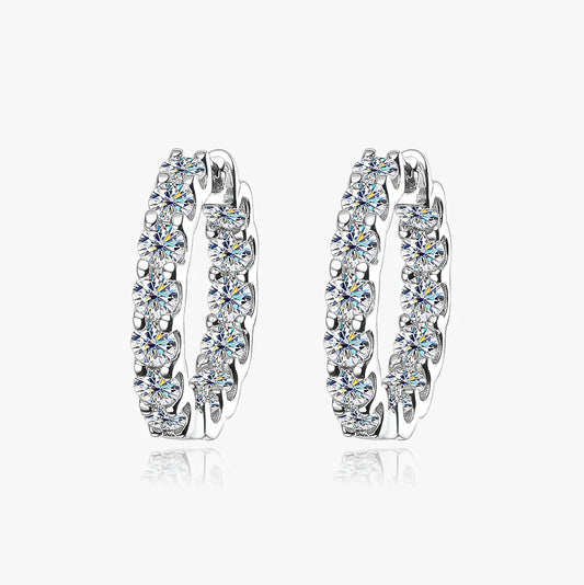 100% 925 Sterling Silver 3mm Real Moissanite Hoop Earrings For Men Women 2023 Trending Luxury Wedding Party Fine Jewelry