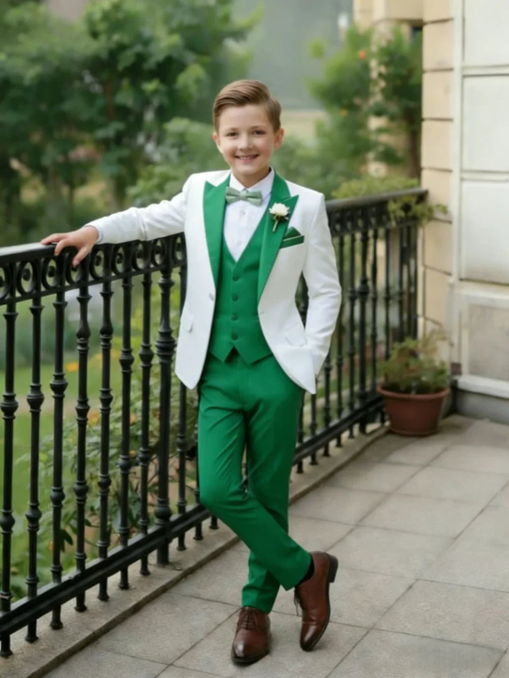 Multi-colors Boys Suits 3 Pieces Jacket Vest Pants Piano Peformance Wear Handsome Elegant Kids Suit Set Wedding Outfit
