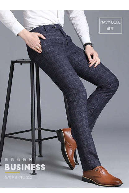 Autumn New Men's Suit Pants, Asian Sizes Office Trousers, Available in Blue, Red, Gray, and Black.