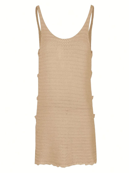 Sexy U Neck Sleeveless Knit Horizontal Stripes Side Cut Out Beach Vacation Dress 2026 Summer Beachwear Women's Mini Dresses K90