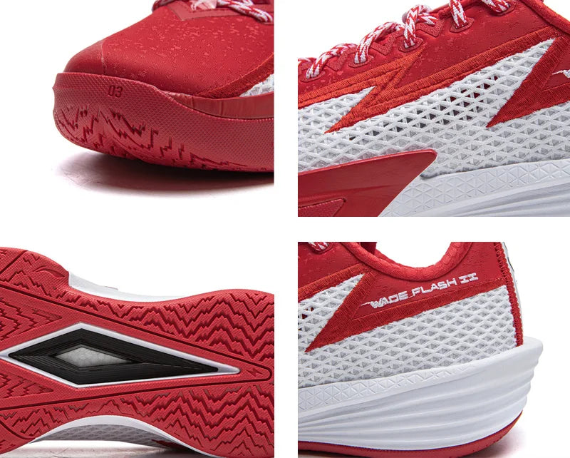 Men's WADE FLASH 2 On Court Basketball Shoes BOOM Cushioning Breathable LiNing Stable Sneaker ABPV013