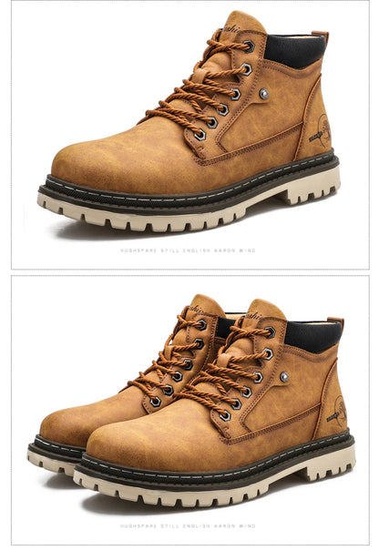 Casual Shoes For Men Autumn Winter Warm Fur Plus Comfortable Retro Boots Wear-Resistan Leisure Vintage Style Boots Men