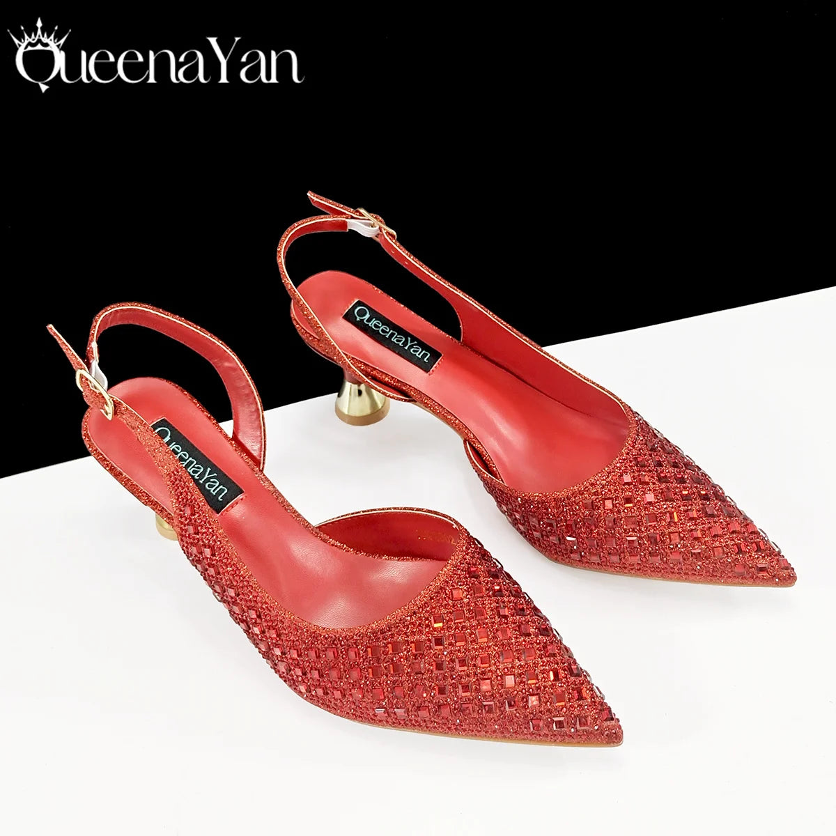 Coffee Color Elegant Lady Shoes And Bag Set with Full Rhinestone Embellished Pearls-knot And Comfortable Heel