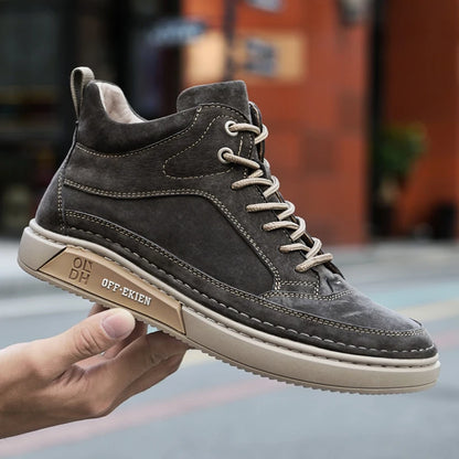 New Arrival Genuine Leather Men Ankle Boots  Design Warm Plush Fur Winter Sneakers Snow Casual Leather Shoes Outdoor Basic Boots