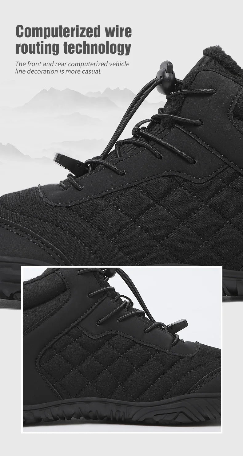 New Winter Booties Outdoor Waterproof Barefoot Boots For Men Ankle Boots Plush Warm Snow Shoes Non-slip Casual Sneakers Big Size